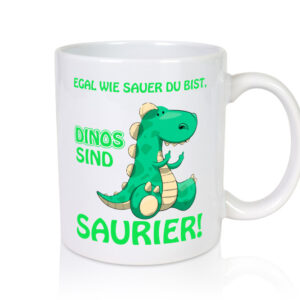 Dinos sind Saurier | witziger Dinosaurier | Spruchtasse - Tasse Weiss - Kaffeetasse / Geschenk / Familie