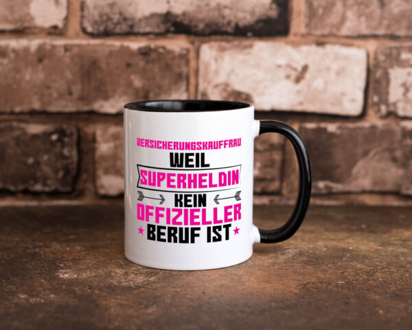 Superheldin Versicherungskauffrau | Kauffrau Farbige Tasse - Kaffeetasse / Geschenk / Familie