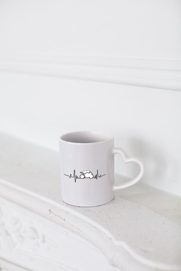 Motorrad Herzschlag | Biker | Motorsport | Bikerclub - Herzhenkel Tasse - Kaffeetasse / Geschenk / Familie