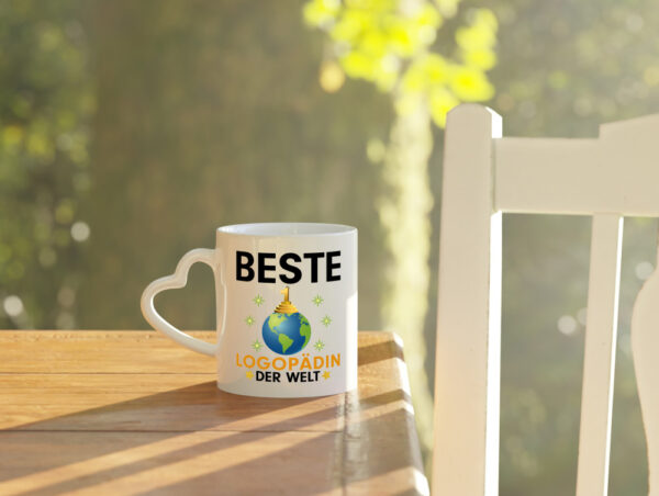 Welt Beste Logopädin | Sprachtherapie - Herzhenkel Tasse - Kaffeetasse / Geschenk / Familie