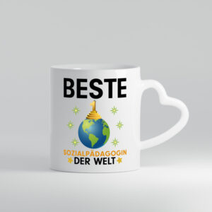 Welt Beste Sozialpädagogin | Humor | Pädagogin - Herzhenkel Tasse - Kaffeetasse / Geschenk / Familie