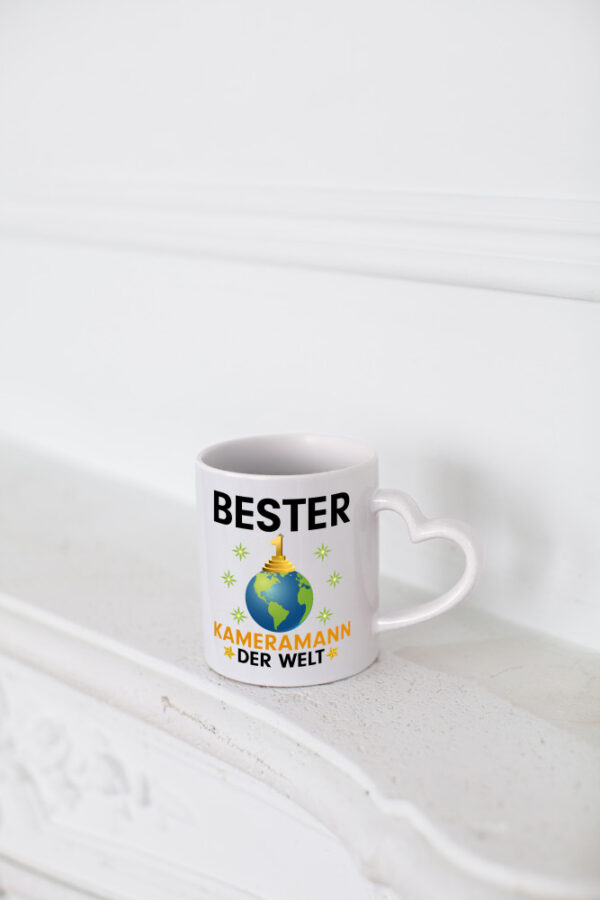 Welt Bester Kameramann | Kamera - Herzhenkel Tasse - Kaffeetasse / Geschenk / Familie