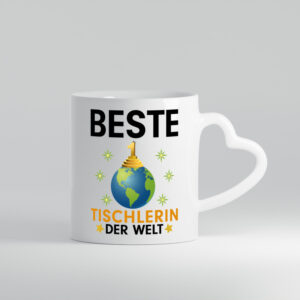 Welt Beste Tischlerin | Tischlerei - Herzhenkel Tasse - Kaffeetasse / Geschenk / Familie