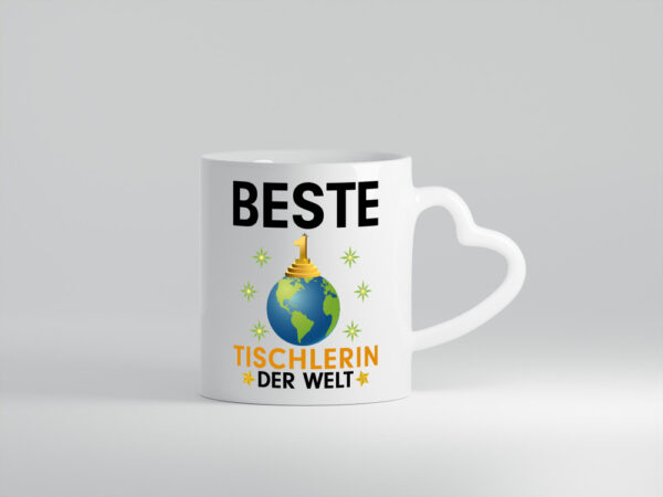 Welt Beste Tischlerin | Tischlerei - Herzhenkel Tasse - Kaffeetasse / Geschenk / Familie