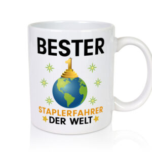 Welt Bester Staplerfahrer | Gabelstapler Fahrer - Tasse Weiss - Kaffeetasse / Geschenk / Familie