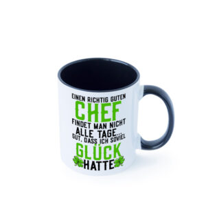 Richtig guter Chef | Dankeschön | Arbeit | Kleeblatt Farbige Tasse - Kaffeetasse / Geschenk / Familie