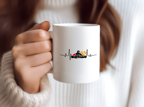 Go Kart Herzschlag | Kartsport Fan | Fahrer | Motor - Tasse Weiss - Kaffeetasse / Geschenk / Familie