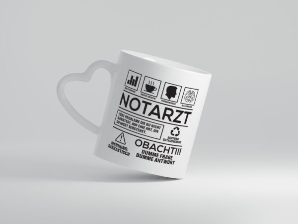 Achtung Probleme Notarzt | Arzt - Herzhenkel Tasse - Kaffeetasse / Geschenk / Familie