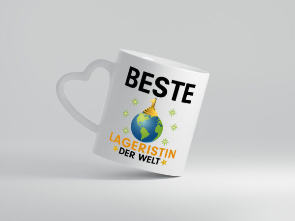 Welt Beste Lageristin | Beruf | Lager Arbeiterin - Herzhenkel Tasse - Kaffeetasse / Geschenk / Familie