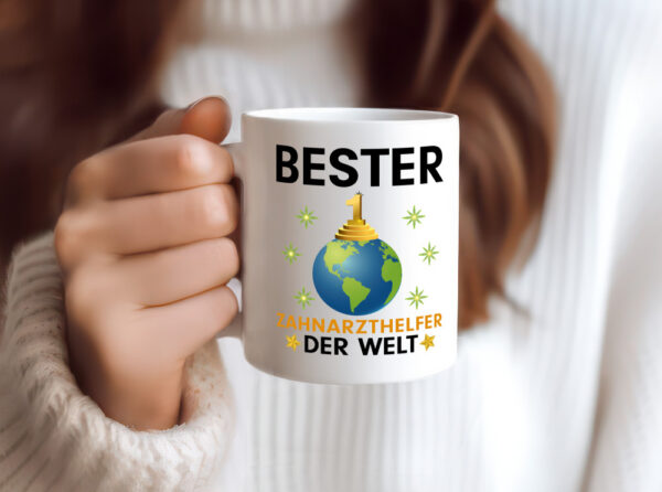 Welt Bester Zahnarzthelfer | Zahnmedizin - Tasse Weiss - Kaffeetasse / Geschenk / Familie