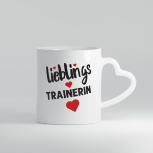 Lieblingstrainerin | Dankeschön Tasse | Sport Trainerin - Herzhenkel Tasse - Kaffeetasse / Geschenk / Familie