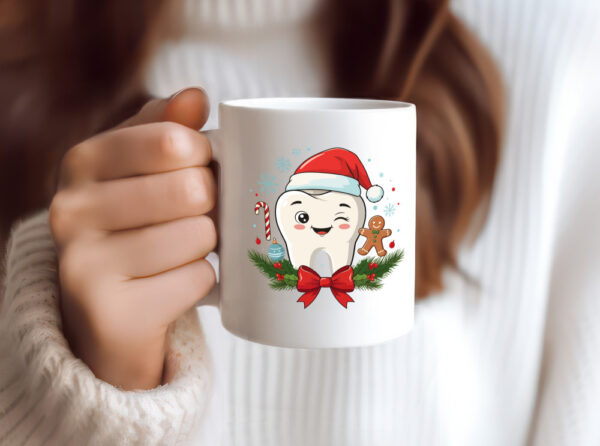 Weihnacht | Zahnarzt | Advent | Santa Zahn - Tasse Weiss - Kaffeetasse / Geschenk / Familie