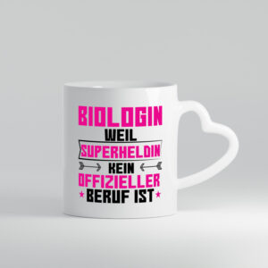 Superheldin Biologin | Biologie | Naturforscherin - Herzhenkel Tasse - Kaffeetasse / Geschenk / Familie