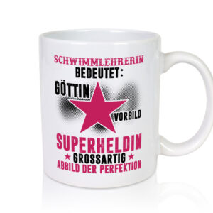 Bedeutung von Schwimmlehrerin | schwimmen | Lehrer | Sport - Tasse Weiss - Kaffeetasse / Geschenk / Familie