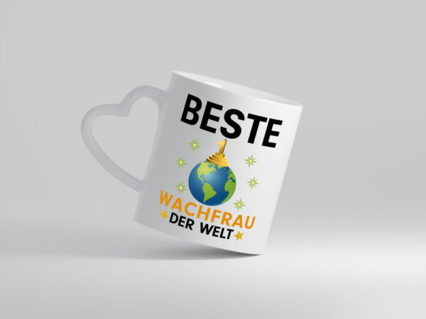 Welt Beste Wachfrau | Wachpersonal | Nachtwächter - Herzhenkel Tasse - Kaffeetasse / Geschenk / Familie