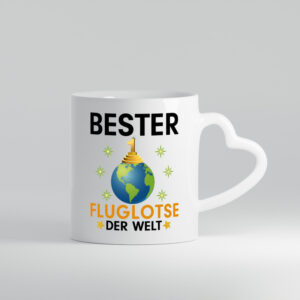 Welt Bester Fluglotse | Flugverkehr | Flughafen - Herzhenkel Tasse - Kaffeetasse / Geschenk / Familie