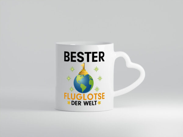 Welt Bester Fluglotse | Flugverkehr | Flughafen - Herzhenkel Tasse - Kaffeetasse / Geschenk / Familie