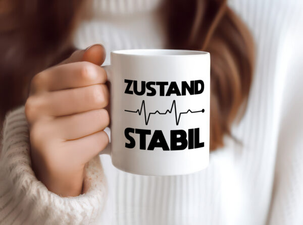 Zustand Stabil | Herzschlag | Heartbeat - Tasse Weiss - Kaffeetasse / Geschenk / Familie