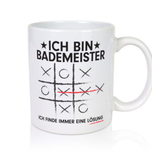 Lösung Finden: Bademeister | Rettungsschwimmer - Tasse Weiss - Kaffeetasse / Geschenk / Familie