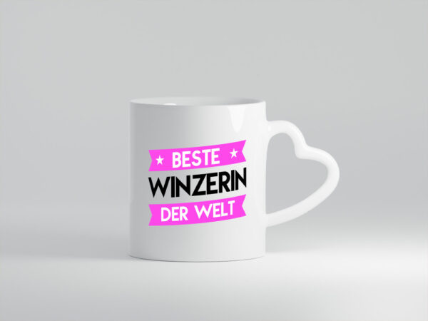 Beste Winzerin | Weinbauer | Wein - Herzhenkel Tasse - Kaffeetasse / Geschenk / Familie
