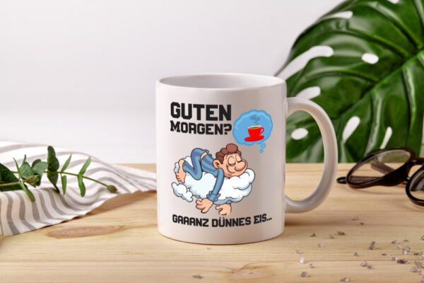 Ganz dünnes Eis | Morgenmuffel Tasse | Kaffeetrinker - Tasse Weiss - Kaffeetasse / Geschenk / Familie