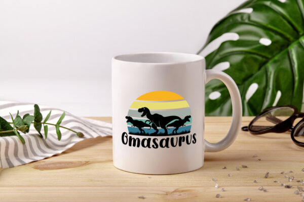 Omasaurus | Muttertag | Dinosaurier - Tasse Weiss - Kaffeetasse / Geschenk / Familie
