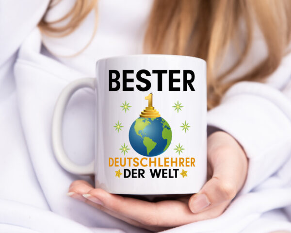 Welt Bester Deutschlehrer | Lehrer | Schule - Tasse Weiss - Kaffeetasse / Geschenk / Familie
