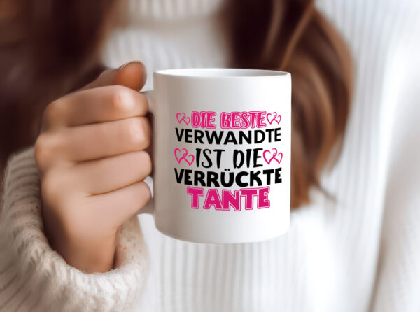 Verrückte Tante | Spruch | Patentante | Verwandtschaft - Tasse Weiss - Kaffeetasse / Geschenk / Familie