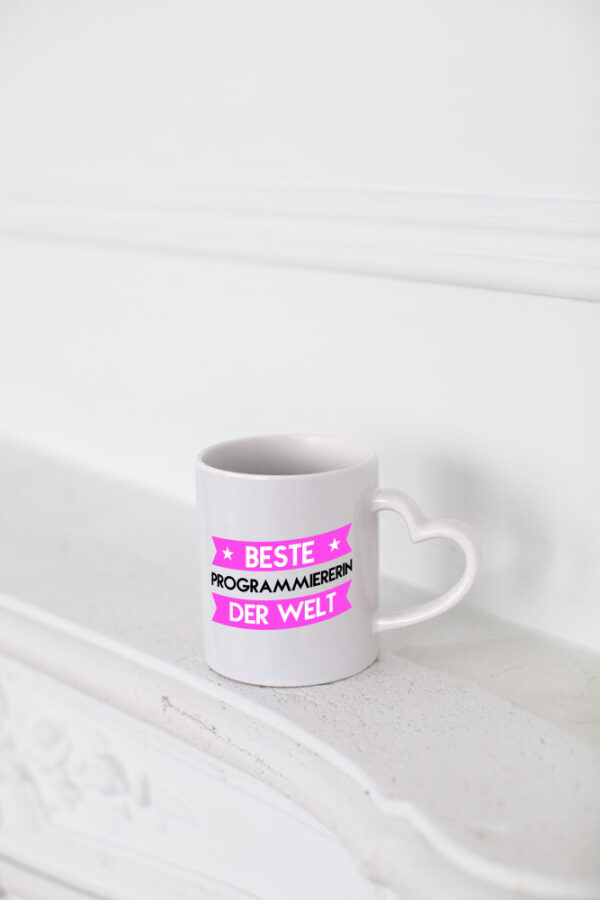 Beste Programmiererin | Software Entwickler - Herzhenkel Tasse - Kaffeetasse / Geschenk / Familie