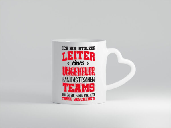 Stolzer Teamleiter | Beruf Tasse | Mitarbeiter Humor - Herzhenkel Tasse - Kaffeetasse / Geschenk / Familie