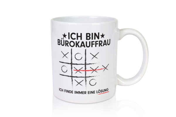 Lösung Finden: Bürokauffrau | Kauffrau - Tasse Weiss - Kaffeetasse / Geschenk / Familie