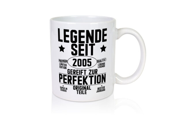 Legende seit 2005 | Geburtstag | Gut gereift | Whiskey Logo - Tasse Weiss - Kaffeetasse / Geschenk / Familie