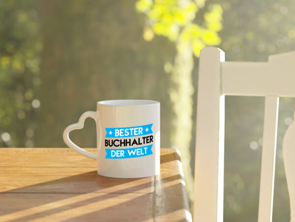 Bester Buchhalter | Buchhaltung Humor - Herzhenkel Tasse - Kaffeetasse / Geschenk / Familie