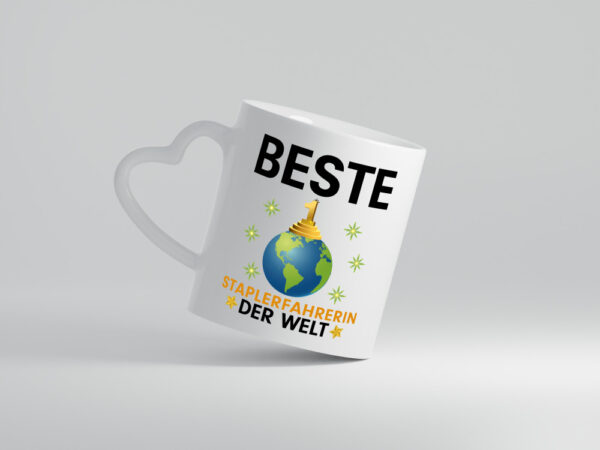 Welt Beste Staplerfahrerin | Gabelstapler - Herzhenkel Tasse - Kaffeetasse / Geschenk / Familie