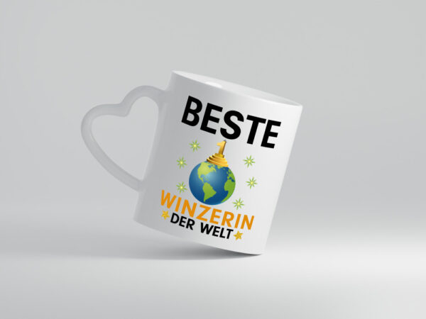 Welt Beste Winzerin | Weinbauer | Wein - Herzhenkel Tasse - Kaffeetasse / Geschenk / Familie