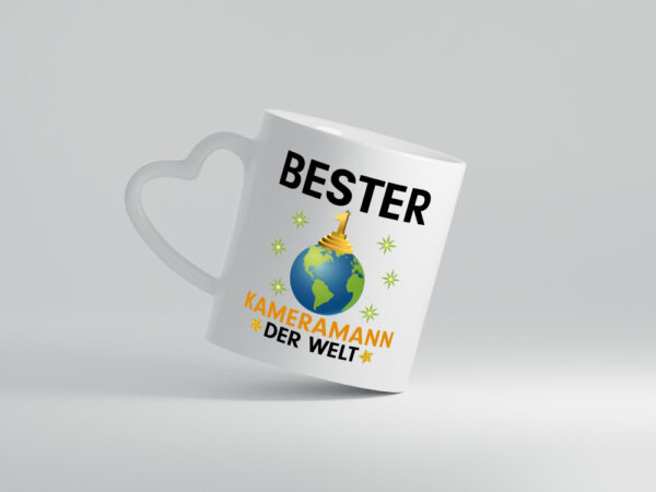 Welt Bester Kameramann | Kamera - Herzhenkel Tasse - Kaffeetasse / Geschenk / Familie