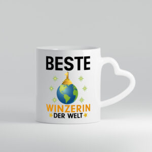 Welt Beste Winzerin | Weinbauer | Wein - Herzhenkel Tasse - Kaffeetasse / Geschenk / Familie