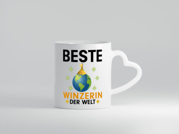 Welt Beste Winzerin | Weinbauer | Wein - Herzhenkel Tasse - Kaffeetasse / Geschenk / Familie