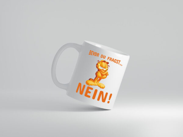 Bevor du fragst? Nein! | grimmige Katze | Spruchtasse - Tasse Weiss - Kaffeetasse / Geschenk / Familie