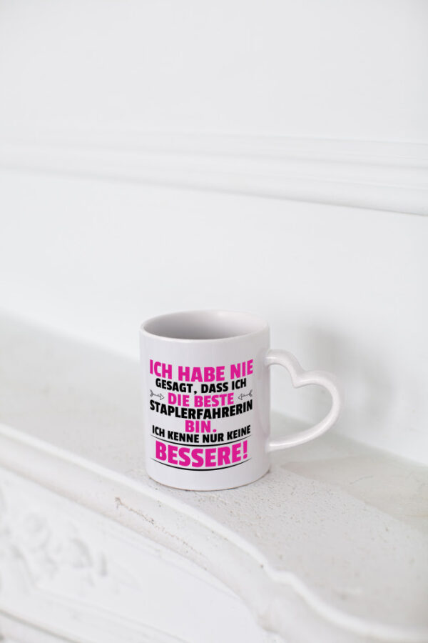 Die Beste Staplerfahrerin | Gabelstapler - Herzhenkel Tasse - Kaffeetasse / Geschenk / Familie