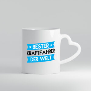 Bester Kraftfahrer | Lastwagen | LKW Fahrer - Herzhenkel Tasse - Kaffeetasse / Geschenk / Familie