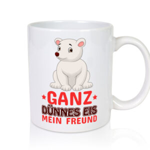 Ganz dünnes Eis | Spruch Tasse | lustiger Eisbär - Tasse Weiss - Kaffeetasse / Geschenk / Familie