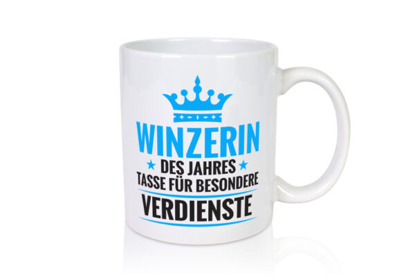 Besonderer Verdienst: Winzerin | Weinbauer | Wein - Tasse Weiss - Kaffeetasse / Geschenk / Familie