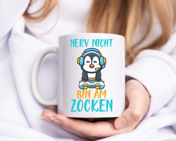 Nerv nicht | Zocker | Gamer | PC | Freunde | Pinguin-Comic - Tasse Weiss - Kaffeetasse / Geschenk / Familie
