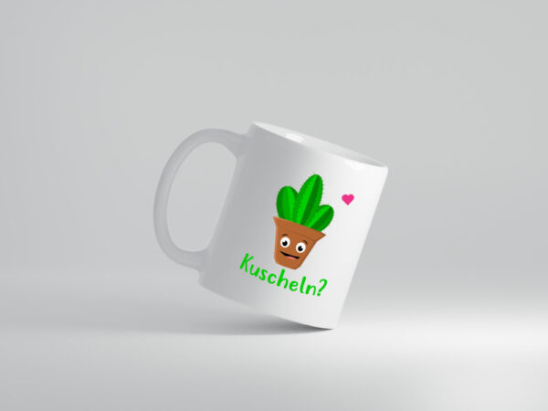 Kuscheln? | lustige Tasse | Kaktus Motiv | Humor - Tasse Weiss - Kaffeetasse / Geschenk / Familie