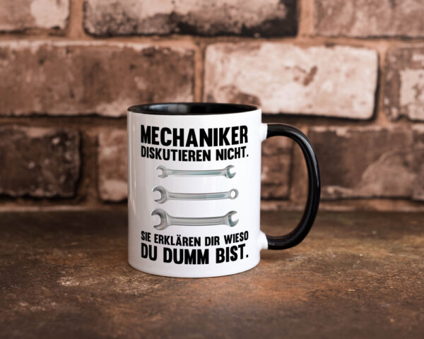 Mechaniker Diskutieren nicht sie erklären nur wieso Farbige Tasse - Kaffeetasse / Geschenk / Familie