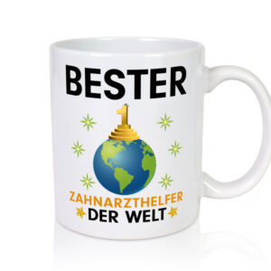 Welt Bester Zahnarzthelfer | Zahnmedizin - Tasse Weiss - Kaffeetasse / Geschenk / Familie