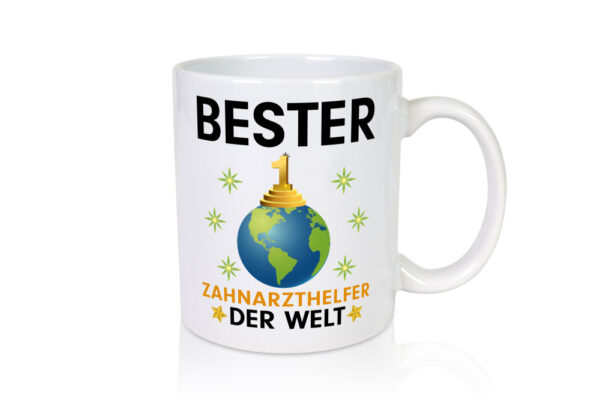 Welt Bester Zahnarzthelfer | Zahnmedizin - Tasse Weiss - Kaffeetasse / Geschenk / Familie