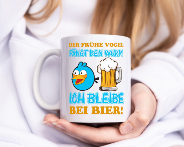 Der frühe Vogel | Biertrinker Tasse | Männer Humor - Tasse Weiss - Kaffeetasse / Geschenk / Familie