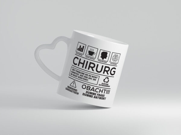 Achtung Probleme Chirurg | Medizin | Chirurgie | Krankenhaus - Herzhenkel Tasse - Kaffeetasse / Geschenk / Familie